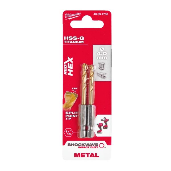 Grąžtas metalui Shockwave HSS 4x71,5 mm, 2 vnt