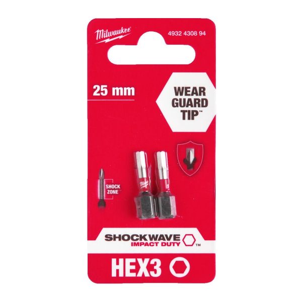 Sukimo antgalis Hex 3.0 25 mm, ShockWave 2vnt