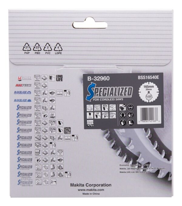Pjovimo diskas medienai 165X1.6X20mm 18° T40 SPECIALIZED