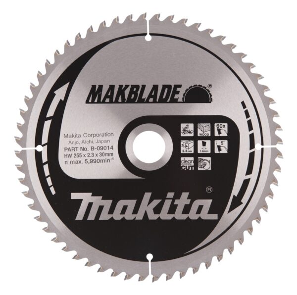 Pjovimo diskas medienai 255X2.3X30mm 5° T60 MAKBLADE - Image 2
