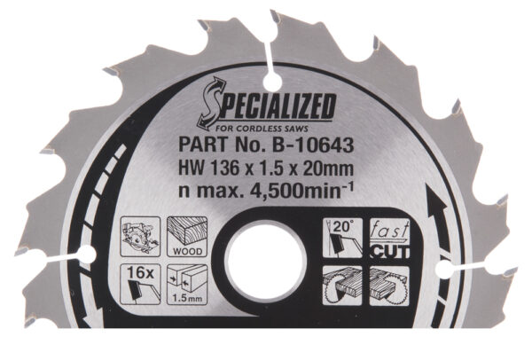 Pjovimo diskas, 136X1.5X20mm 20° T16 medienai SPECIALIZED - Image 2