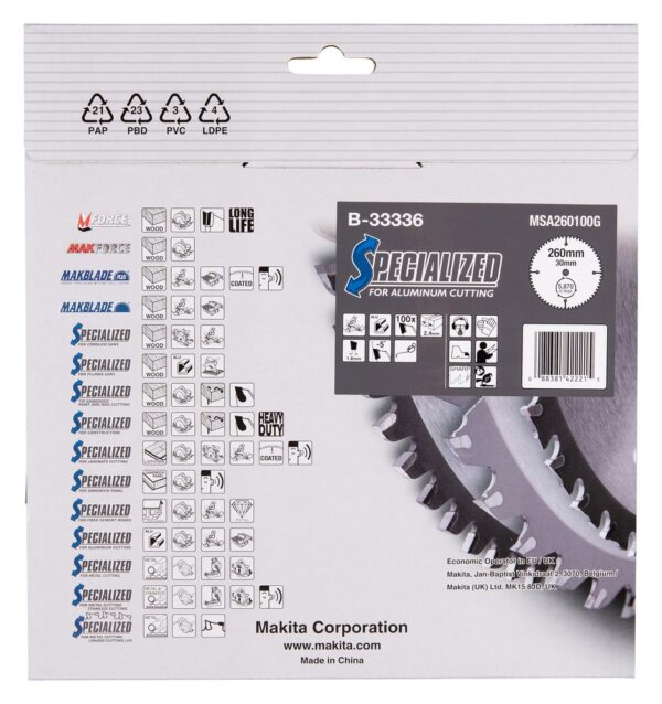 Diskas pjovimo 216x30x2.4mm. 100dant.. -5°(aliuminiui) SPECIALIZED