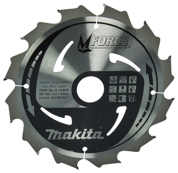 Pjovimo diskas 190x30x2.0mm 15° T12 M-FORCE - Image 2