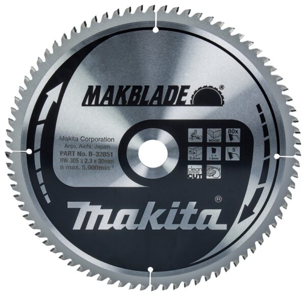 Pjovimo diskas medienai 305X2.3X30mm 5° T80 MAKBLADE - Image 2