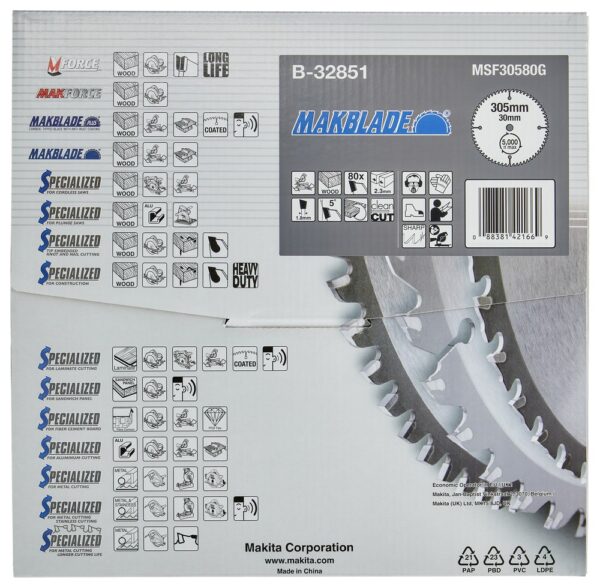 Pjovimo diskas medienai 305X2.3X30mm 5° T80 MAKBLADE
