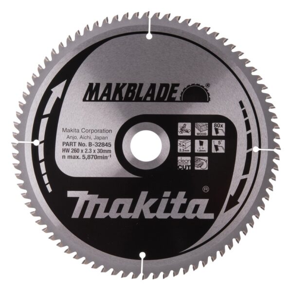 Pjovimo diskas medienai 260X2.3X30mm 5° T80 MAKBLADE - Image 2