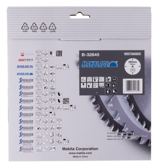 Pjovimo diskas medienai 260X2.3X30mm 5° T80 MAKBLADE - Image 4