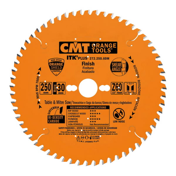 Pjovimo diskas HM 250x2,4x30 Z60, CMT - Image 3