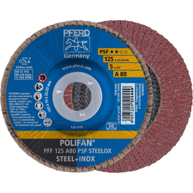 Lapelinis šlifavimo diskas PSF STEELOX 125mm P80 PFF, Pferd