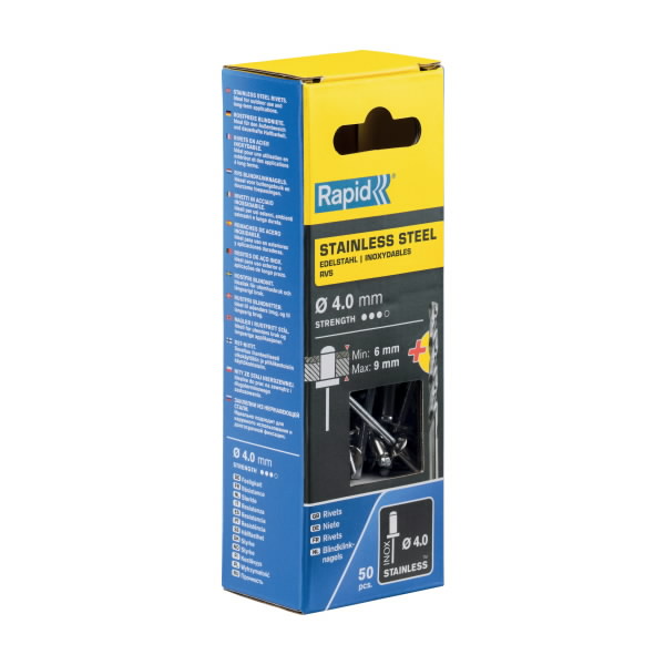 Nerūdijančio plieno kniedės4,0x12mm 50pcs + Drill C, Rapid - Image 2