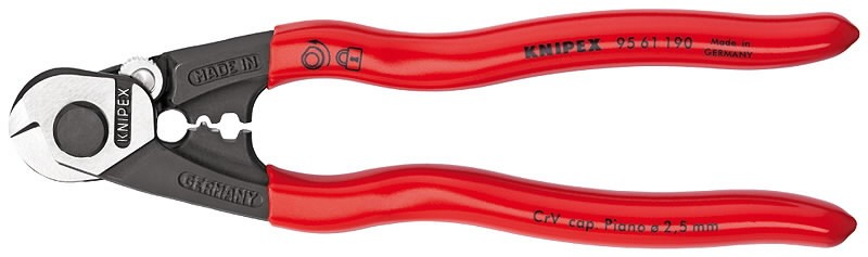 Žnyplės kabeliams ir trosui Ø 6 mm, 10 mm², spyruoklė, Knipex Žnyplės kabeliams ir trosui Ø 6 mm, 10 mm², spyruoklė, Knipex