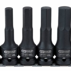 Smūginių galvučių antgalių komplektas 1/2", ilgos,HEX 8-19m, KS Tools