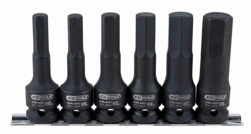 Smūginių galvučių antgalių komplektas 1/2″, ilgos,HEX 8-19m, KS Tools Smūginių galvučių antgalių komplektas 1/2", ilgos,HEX 8-19m, KS Tools