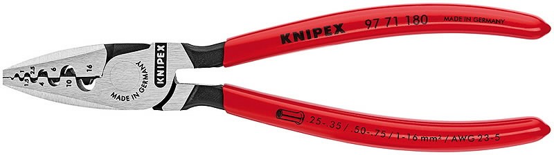 Laidų antgalių užspaudimo replės 0.25 – 16mm2, Knipex Laidų antgalių užspaudimo replės 0.25 - 16mm2, Knipex