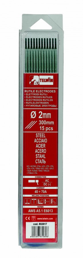 Suvirinimo elektrodas Rutile 2,5x300mm 15vnt, Telwin Suvirinimo elektrodas Rutile 2,5x300mm 15vnt, Telwin