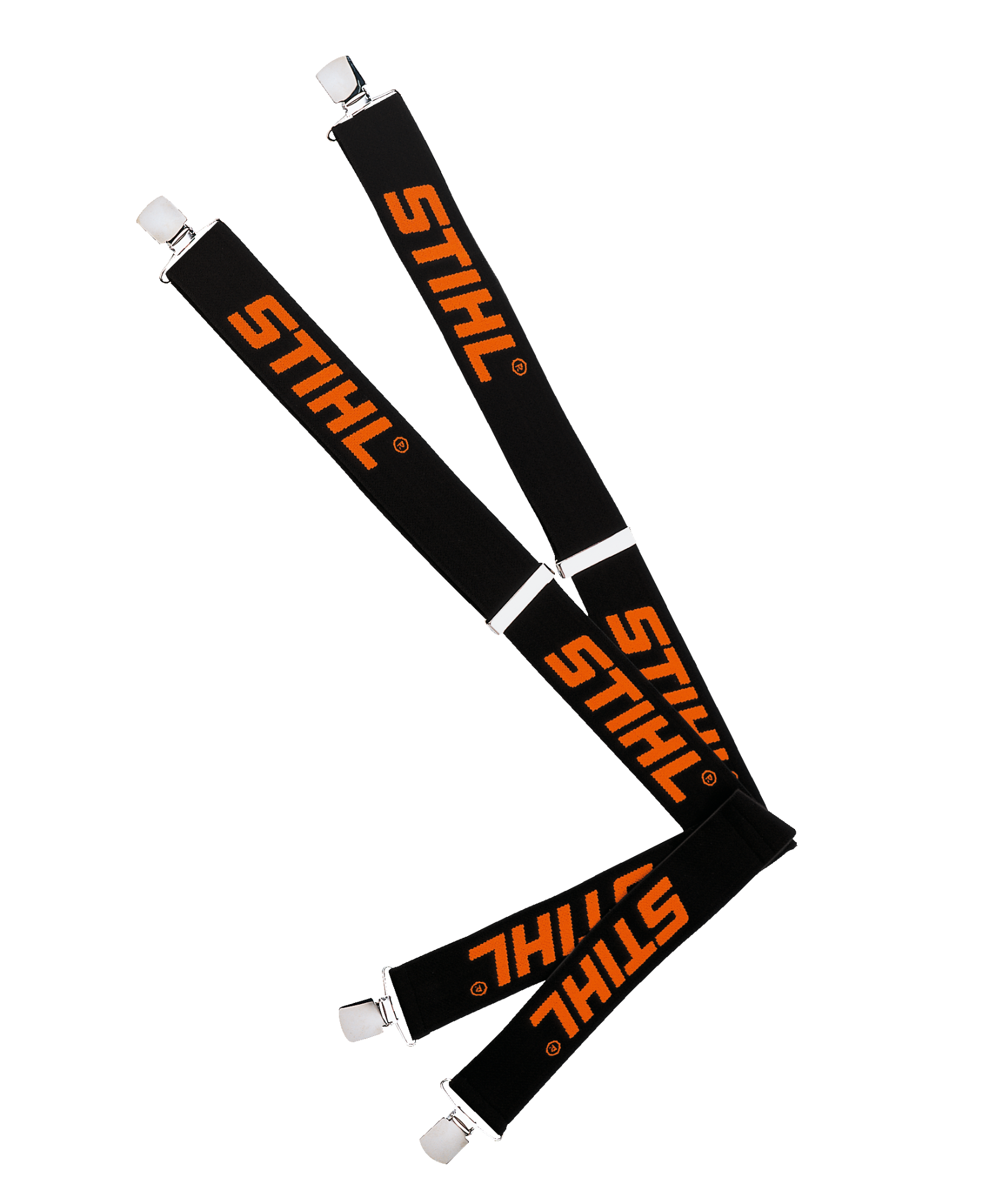 Petnešos juodos STIHL 130cm kelnėms su metalinėmis segėmis Petnešos juodos STIHL 130cm kelnėms su metalinėmis segėmis