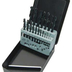 Grąžtų rinkinys HSS metalui metalinėje dėžutėje 1-10 mm. 19 vnt.