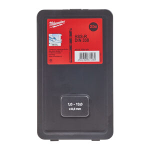 Grąžtų rinkinys HSS metalui metalinėje dėžutėje 1-13 mm. 25 vnt.