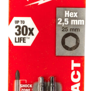 Sukimo antgalis Hex 2.5x25 mm, ShockWave 2vnt.
