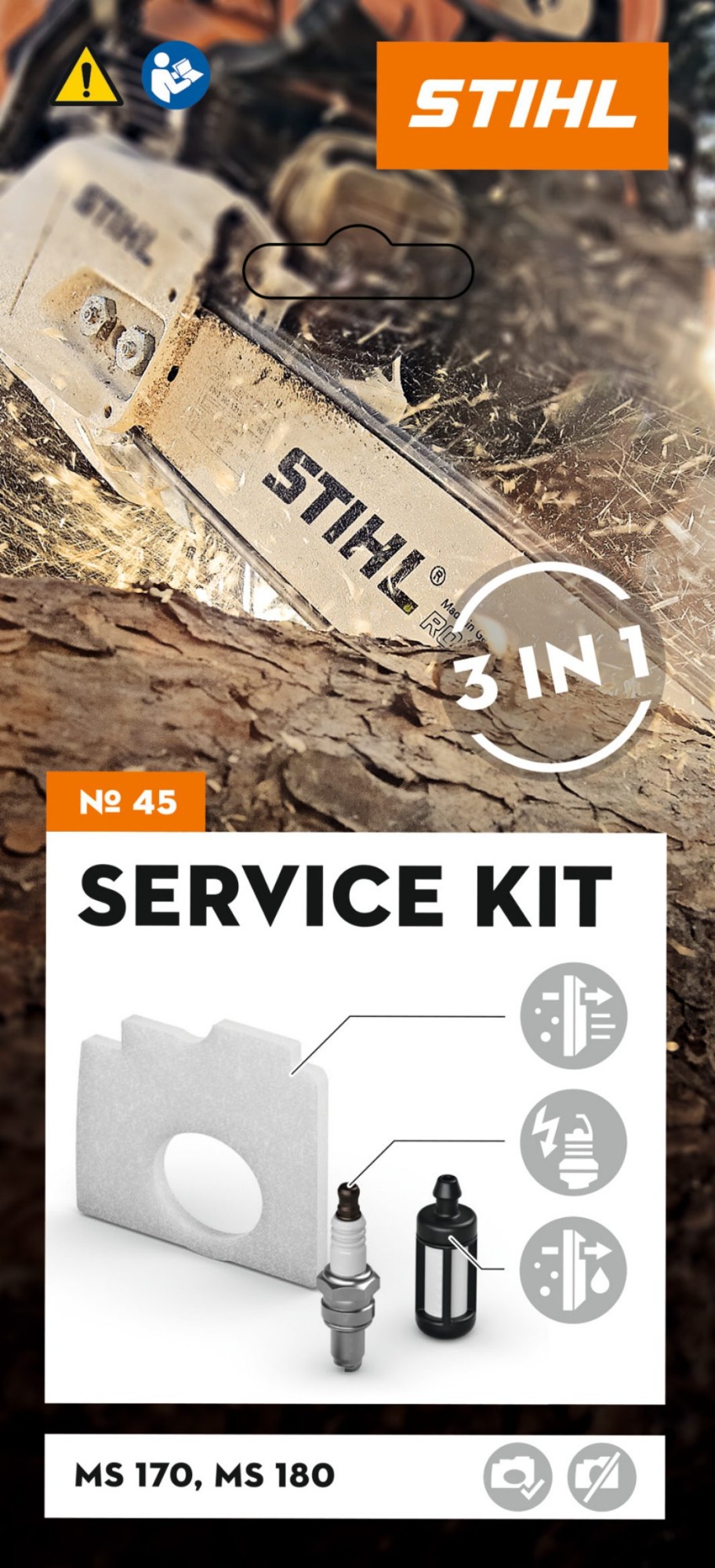 Rinkinys serviso Nr. 45 – Filtras oro + žvakė-10mm + filtras kuro (MS170 2-MIX, MS 180 2-MIX) Rinkinys serviso Nr. 45 - Filtras oro + žvakė-10mm + filtras kuro (MS170 2-MIX, MS 180 2-MIX) - Image 4