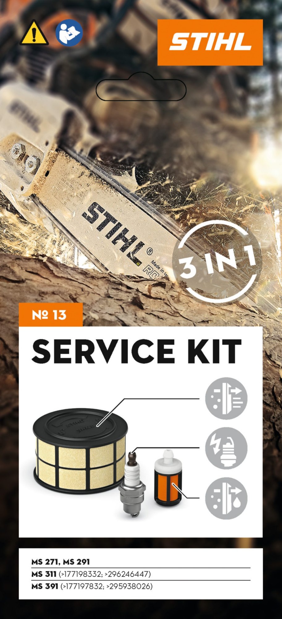 Rinkinys serviso Nr. 13 – Filtras oro spec. + žvakė-14mm + filtras kuro (MS 271, MS 291, MS 311, MS 391) Rinkinys serviso Nr. 13 - Filtras oro spec. + žvakė-14mm + filtras kuro (MS 271, MS 291, MS 311, MS 391) - Image 5