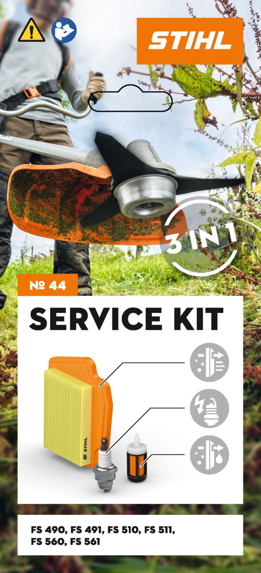 Rinkinys serviso Nr. 44 – Filtras oro + žvakė-14mm + filtras kuro (FS490,491,510,511,560,561) Rinkinys serviso Nr. 44 - Filtras oro + žvakė-14mm + filtras kuro (FS490,491,510,511,560,561) - Image 5