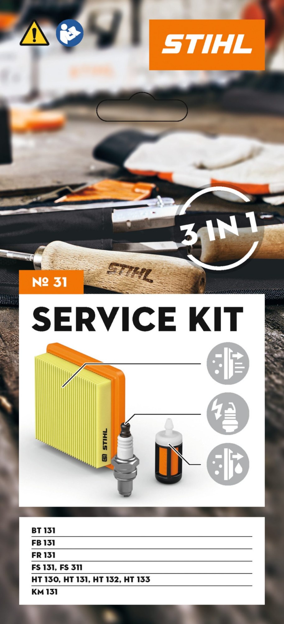 Rinkinys serviso Nr. 31 – Filtras oro + žvakė-10mm + filtras kuro (FS131,FS311,BT131,HT131,HT133,KM131) Rinkinys serviso Nr. 31 - Filtras oro + žvakė-10mm + filtras kuro (FS131,FS311,BT131,HT131,HT133,KM131) - Image 5