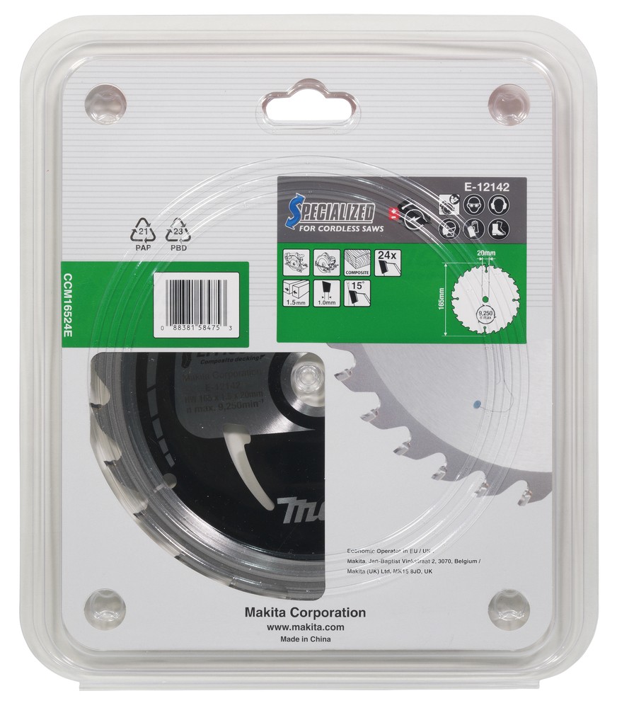 Pjovimo diskas 165X1.5X20mm 15° T24 EFFICUT klijuotoms plokštėms Pjovimo diskas 165X1.5X20mm 15° T24 EFFICUT klijuotoms plokštėms