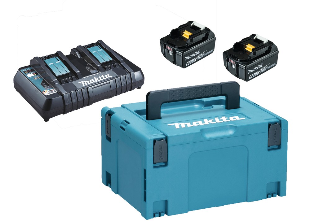 Komplektas LXT 18Vx, 2xBL1860 ir dvigubas kroviklis DC18RD Komplektas LXT 18Vx, 2xBL1860 ir dvigubas kroviklis DC18RD