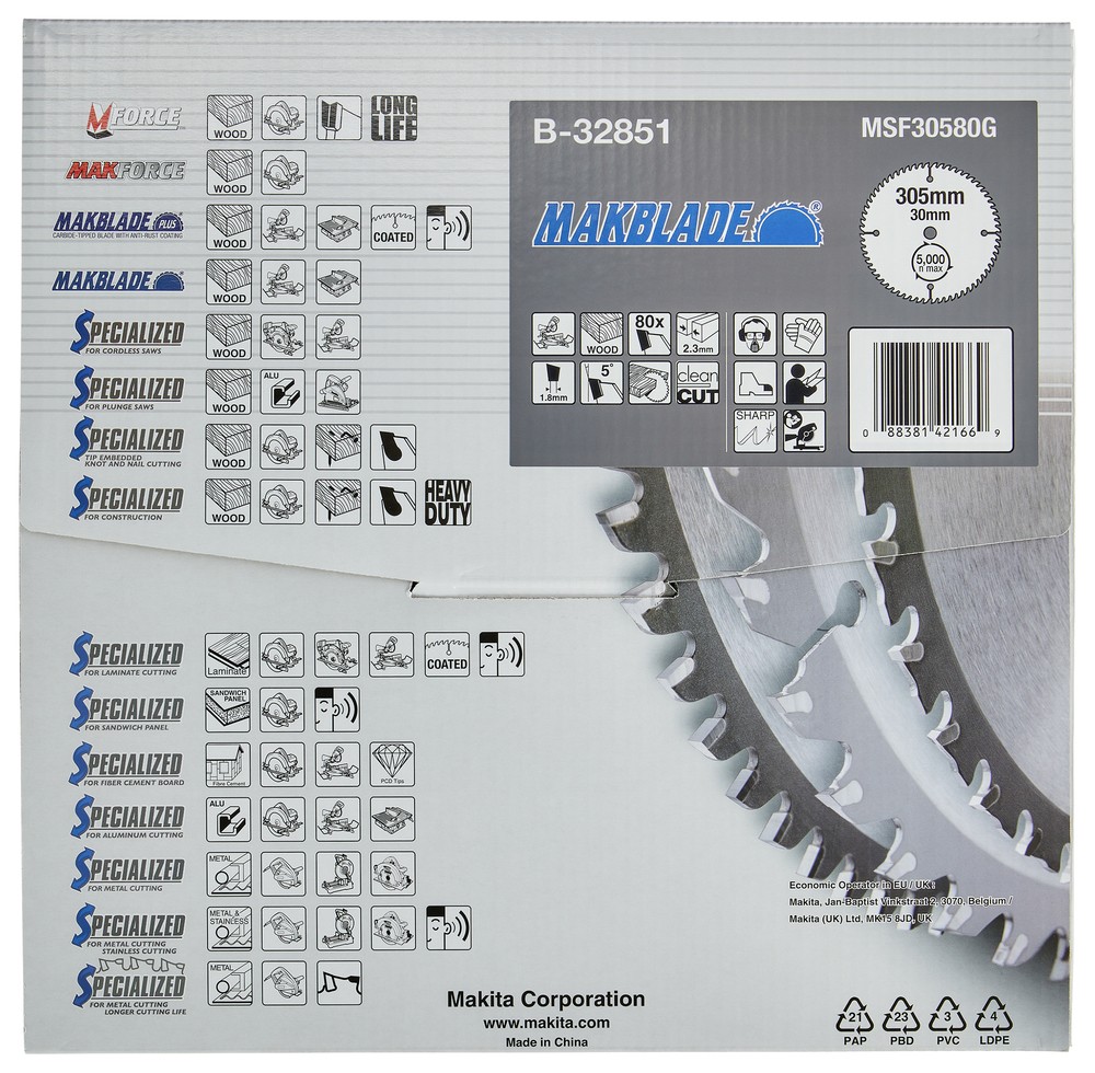 Pjovimo diskas medienai 305X2.3X30mm 5° T80 MAKBLADE Pjovimo diskas medienai 305X2.3X30mm 5° T80 MAKBLADE - Image 5
