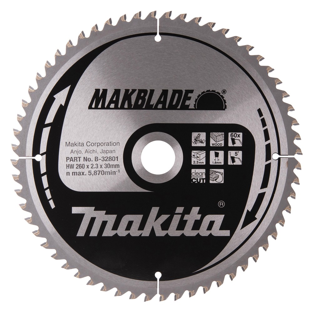 Pjovimo diskas medienai 260X2.3X30mm 5° T60 MAKBLADE Pjovimo diskas medienai 260X2.3X30mm 5° T60 MAKBLADE - Image 2