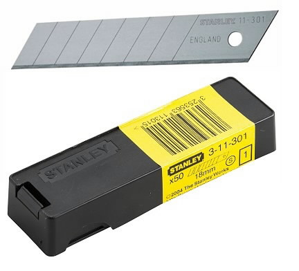 Laužomos geležtės 18mm 50vnt, Stanley Laužomos geležtės 18mm 50vnt, Stanley