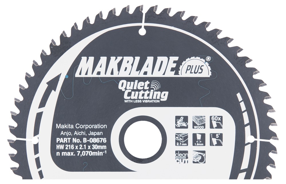 Pjovimo diskas, MAKBLADE PLUS 216x30x2,0mm 60T 5° medienai Pjovimo diskas, MAKBLADE PLUS 216x30x2,0mm 60T 5° medienai - Image 2