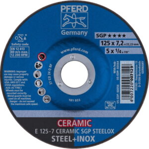 Šlifavimo diskas SGP Ceramic STEELOX 125x7mm, Pferd