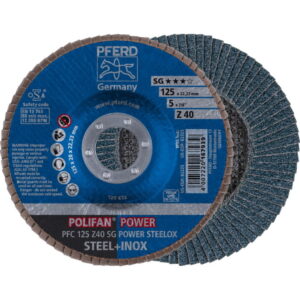 Lapelinis šlifavimo diskas SG POWER STEELOX 125mm Z40 PFC, Pferd