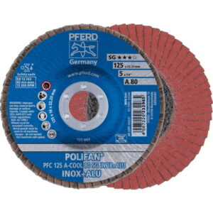 Lapelinis šlifavimo diskas SG INOX+ALU 125mm P80 PFC, Pferd