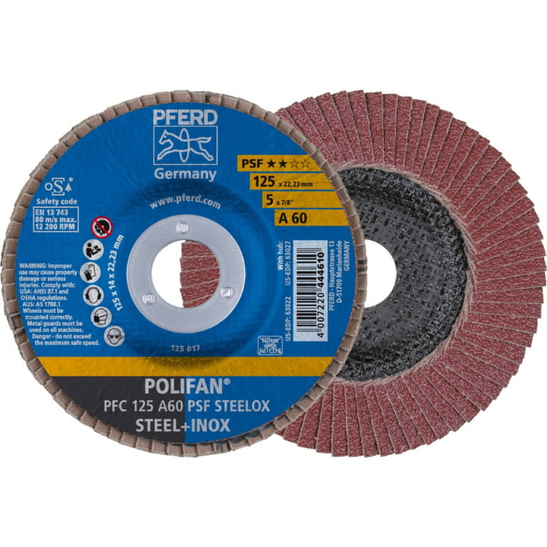 Lapelinis šlifavimo diskas PSF STEELOX 125mm P60 PFC, Pferd Lapelinis šlifavimo diskas PSF STEELOX 125mm P60 PFC, Pferd