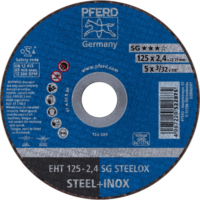 Pjovimo diskas SG Steelox 125×2,4mm, Pferd Pjovimo diskas SG Steelox 125x2,4mm, Pferd