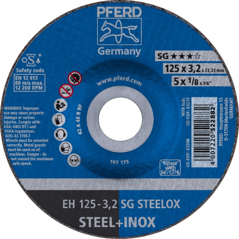 Pjovimo diskas SG Steelox 125×3,2mm, Pferd Pjovimo diskas SG Steelox 125x3,2mm, Pferd