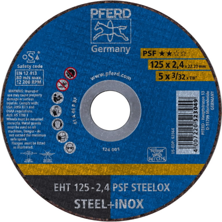 Pjovimo diskas PSF Steelox 125×2,4mm, Pferd Pjovimo diskas PSF Steelox 125x2,4mm, Pferd