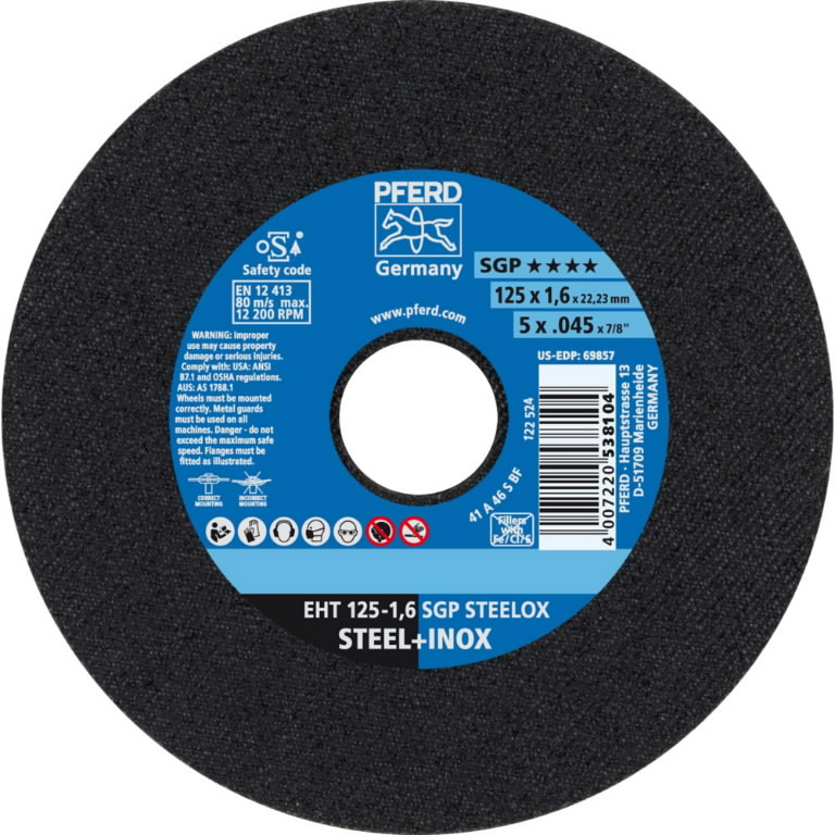 Pjovimo diskas SGP Steelox 125×1,6mm, Pferd Pjovimo diskas SGP Steelox 125x1,6mm, Pferd