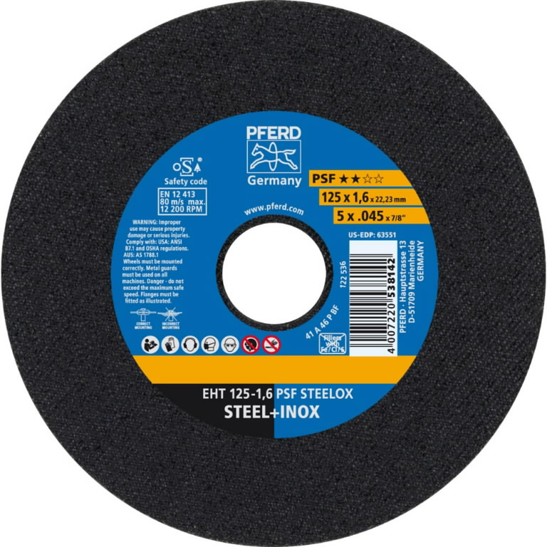 Pjovimo diskas PSF Steelox 125×1,6mm, Pferd Pjovimo diskas PSF Steelox 125x1,6mm, Pferd