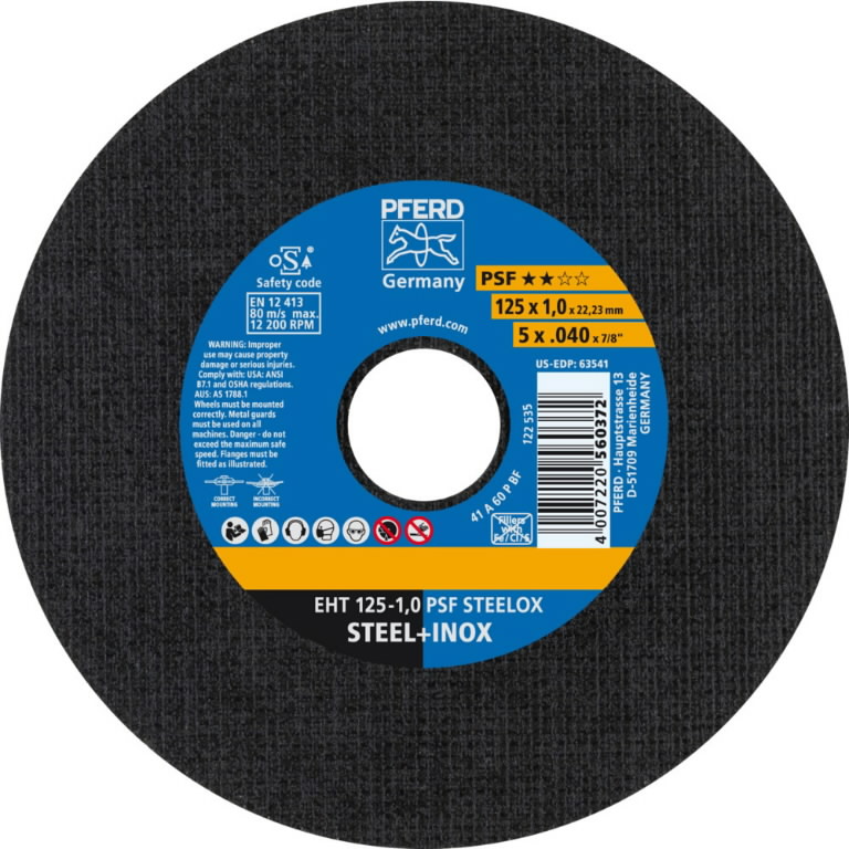 Pjovimo diskas PSF Steelox 125x1mm, Pferd Pjovimo diskas PSF Steelox 125x1mm, Pferd