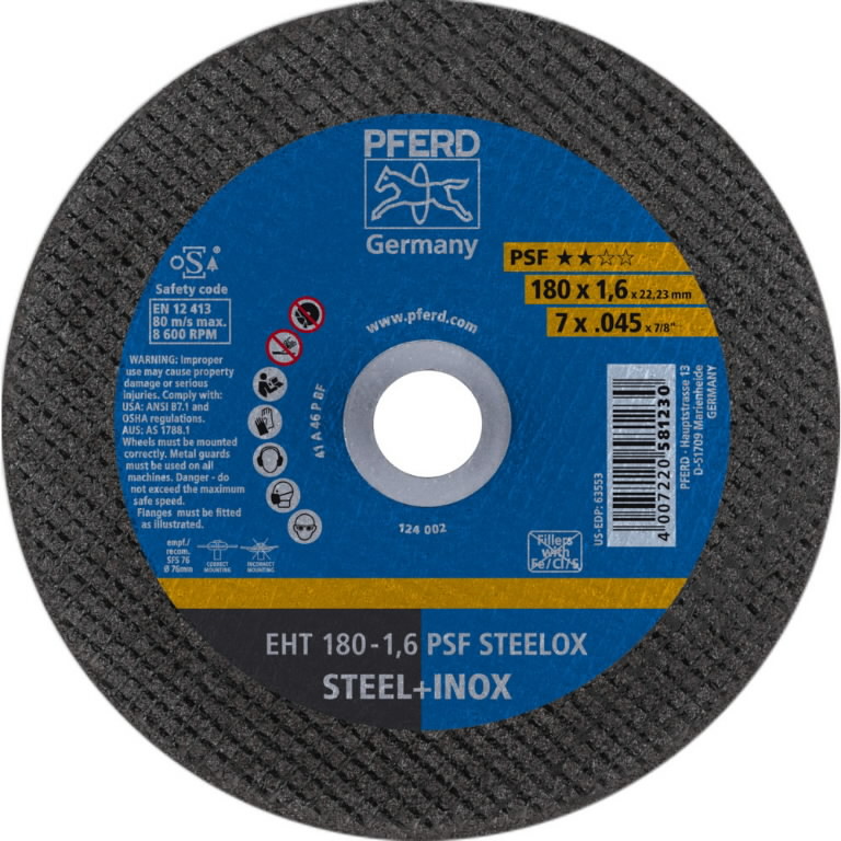 Pjovimo diskas PSF Steelox 180×1,6mm, Pferd Pjovimo diskas PSF Steelox 180x1,6mm, Pferd