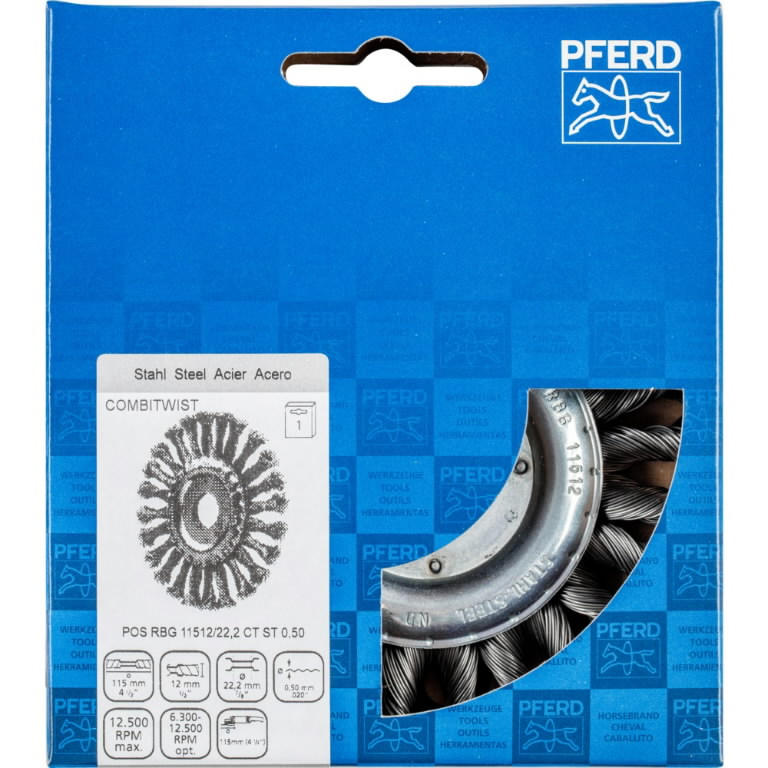 Diskinis vielinis šepetys RBG CT Steel 115×12/22mm 0,5mm, Pferd Diskinis vielinis šepetys RBG CT Steel 115x12/22mm 0,5mm, Pferd
