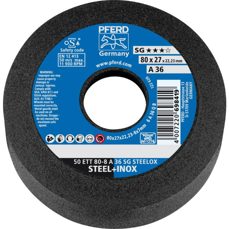 Šlif.puodelis 80x8mm A36 SG STEELOX, Pferd Šlif.puodelis 80x8mm A36 SG STEELOX, Pferd