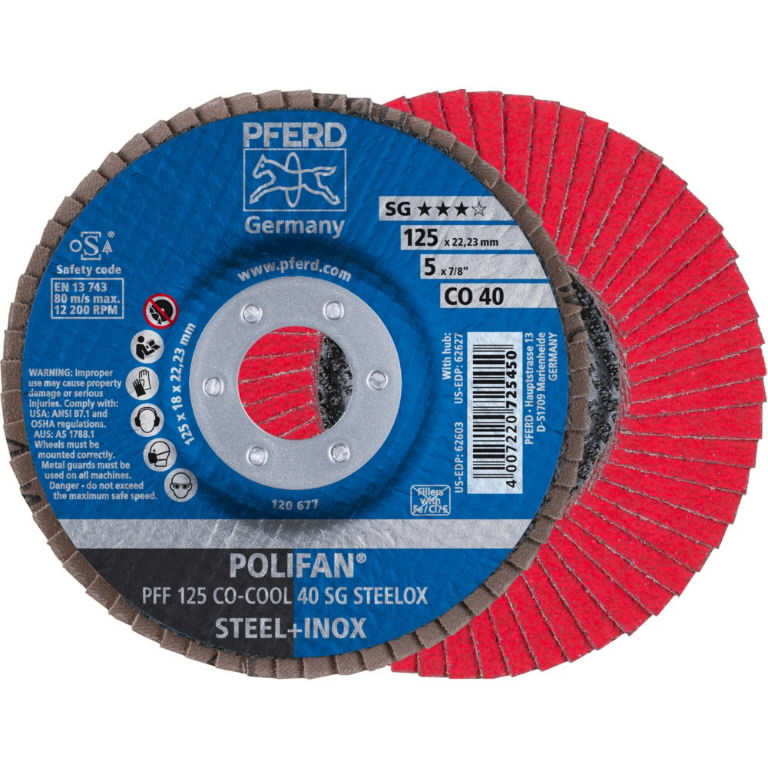 Lapelinis šlifavimo diskas SG CO-COOL 125mm P40 PFF, Pferd Lapelinis šlifavimo diskas SG CO-COOL 125mm P40 PFF, Pferd