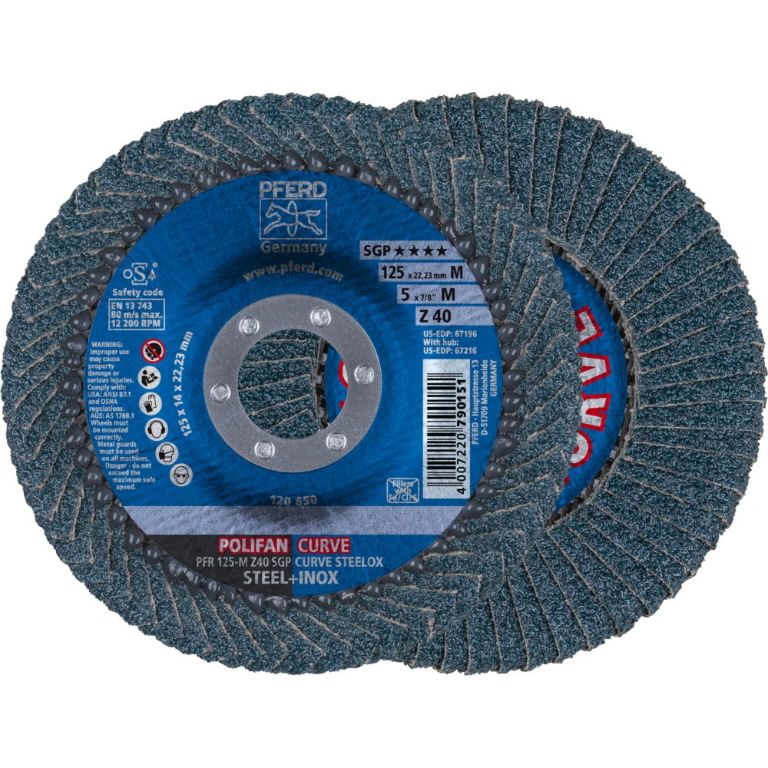 Lapelinis šlifavimo diskas SGP CURVE STEELOX PFR 125mm Z40 M 125mm Z40 M PFR, Pferd Lapelinis šlifavimo diskas SGP CURVE STEELOX PFR 125mm Z40 M 125mm Z40 M PFR, Pferd