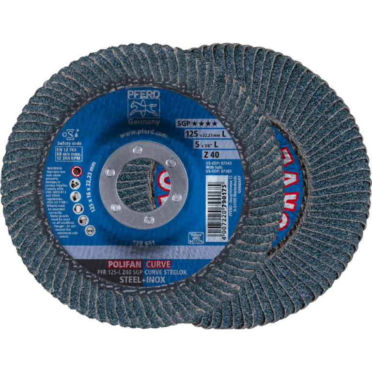 Lapelinis šlifavimo diskas SGP CURVE STEELOX PFR 125mm Z40 L 125mm Z40 L PFR, Pferd Lapelinis šlifavimo diskas SGP CURVE STEELOX PFR 125mm Z40 L 125mm Z40 L PFR, Pferd - Image 2
