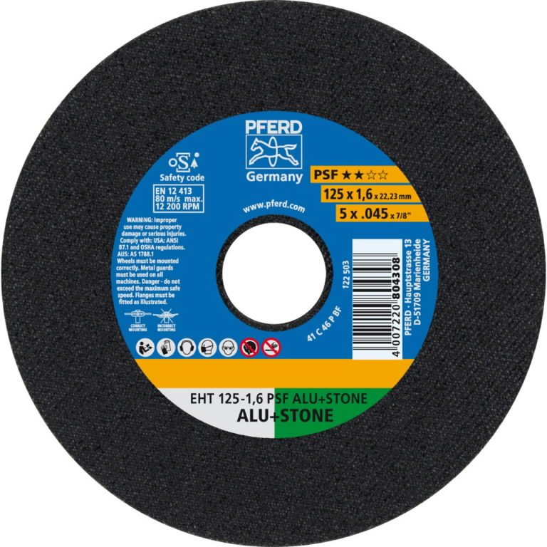Pjovimo diskas PSF Alu+Stone 125×1,6mm, Pferd Pjovimo diskas PSF Alu+Stone 125x1,6mm, Pferd